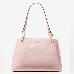 Michael Kors Trisha Large Logo Shoulder Bag Dark Blush Powder